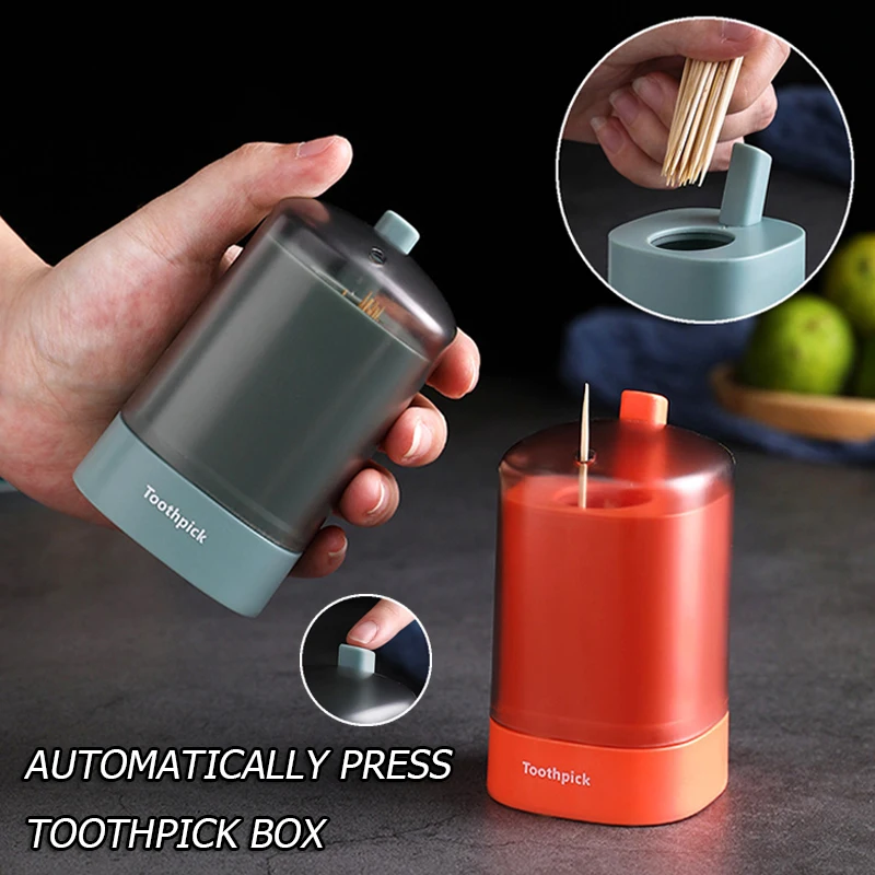 

Toothpick Holders Automatic Push Type Restaurant Toothpick Container Solid Color Creative Portable Pop-up Toothpick Box