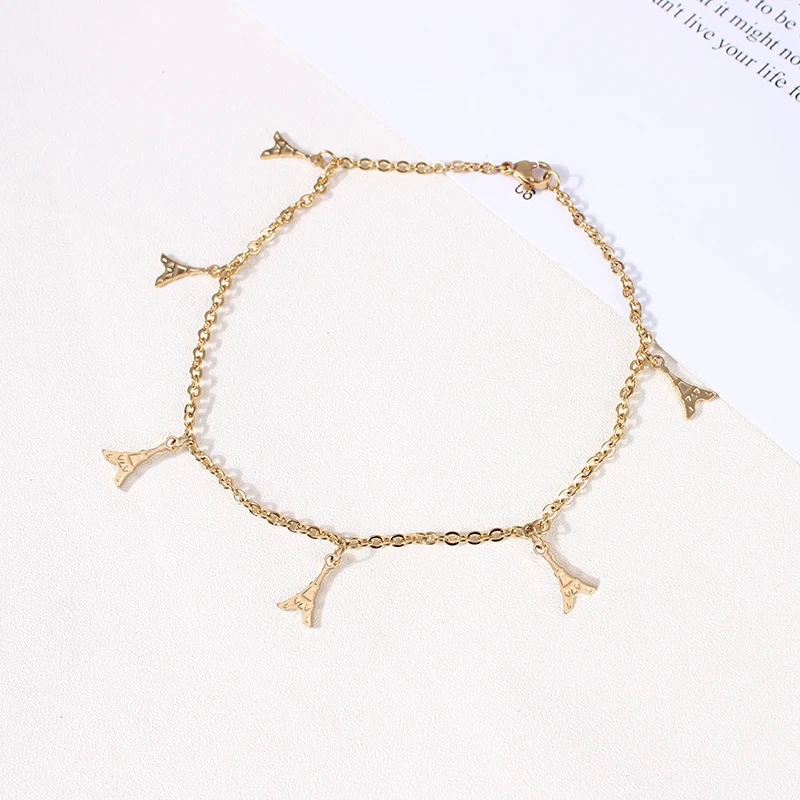 Stainless Steel Gold Eiffel Tower Ankle Bracelets Simple Link Chain Charm Anklet Enkelbandje Accesorios Mujer Dropshipping | Украшения и
