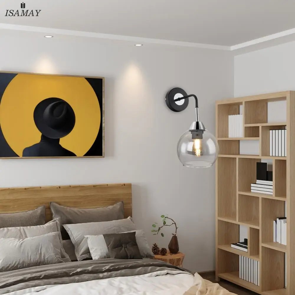 Современный настенный светильник в скандинавском стиле s со стеклянными