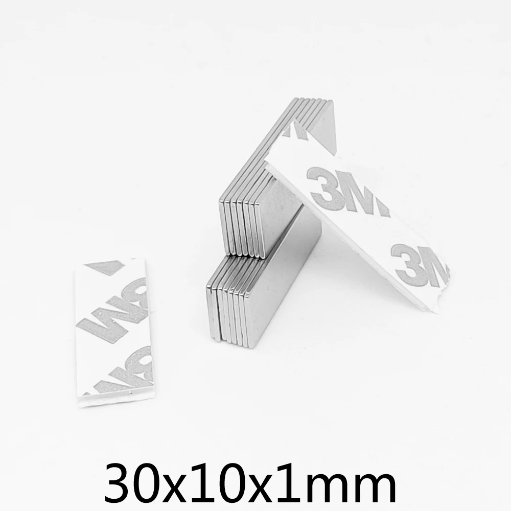 

5/10/20/50/100/200PCS 30x10x1mm Block Strong Magnets 30x10x1 Sheet Permanent Neodymium Magnet With 3M Self - Adhesive 30*10*1