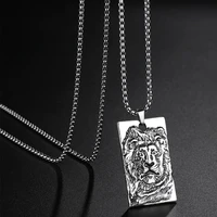 geometric retro gothic animal lion head pendant necklace silvery rock necklace for men women street party gift neck jewelry
