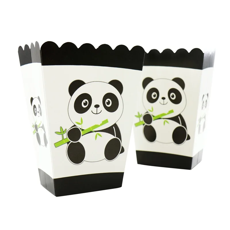 6pcs Popcorn Boxes Горячее предложение: вечерние баннеры с изображением мультяшной панды на день рождения, салфетки, шарики с пандой, топперы для торта, подарочные пакеты для детского душа для дома - Цвет: 6pcs Popcorn Boxes