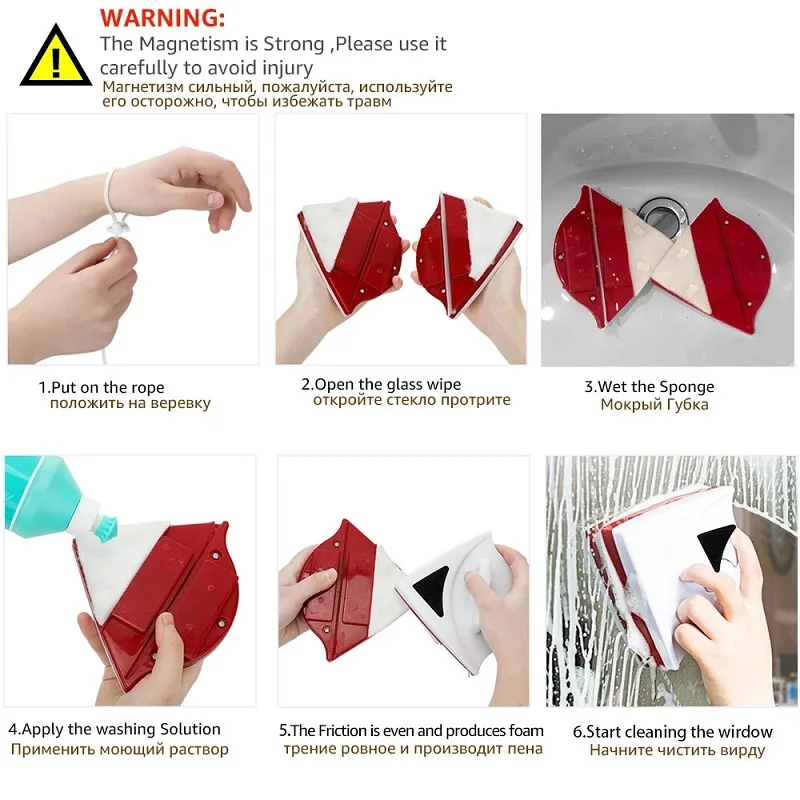 Магнитная щетка для мытья окон стеклоочистителя Стекло Чистящая Щетка