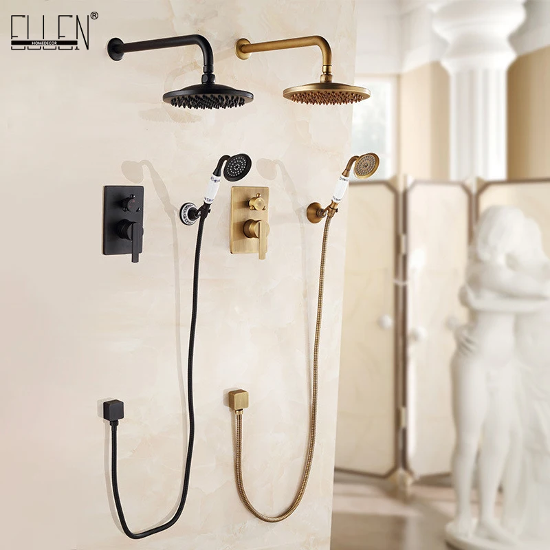 Wall Mounted Shower Set Bath System Antique Bronze Oil Rubble Finished In-wall Hot and Cold ELS10 | Обустройство дома