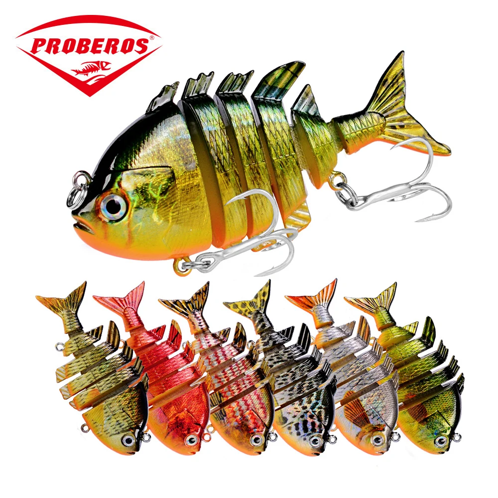 

PRO BEROS Winter Fishing Gear Bionic Multi-Section Hard Bait 8cm/14.5g Artificial Wobbler Rotating Trolling Pike Carp Crank Lure