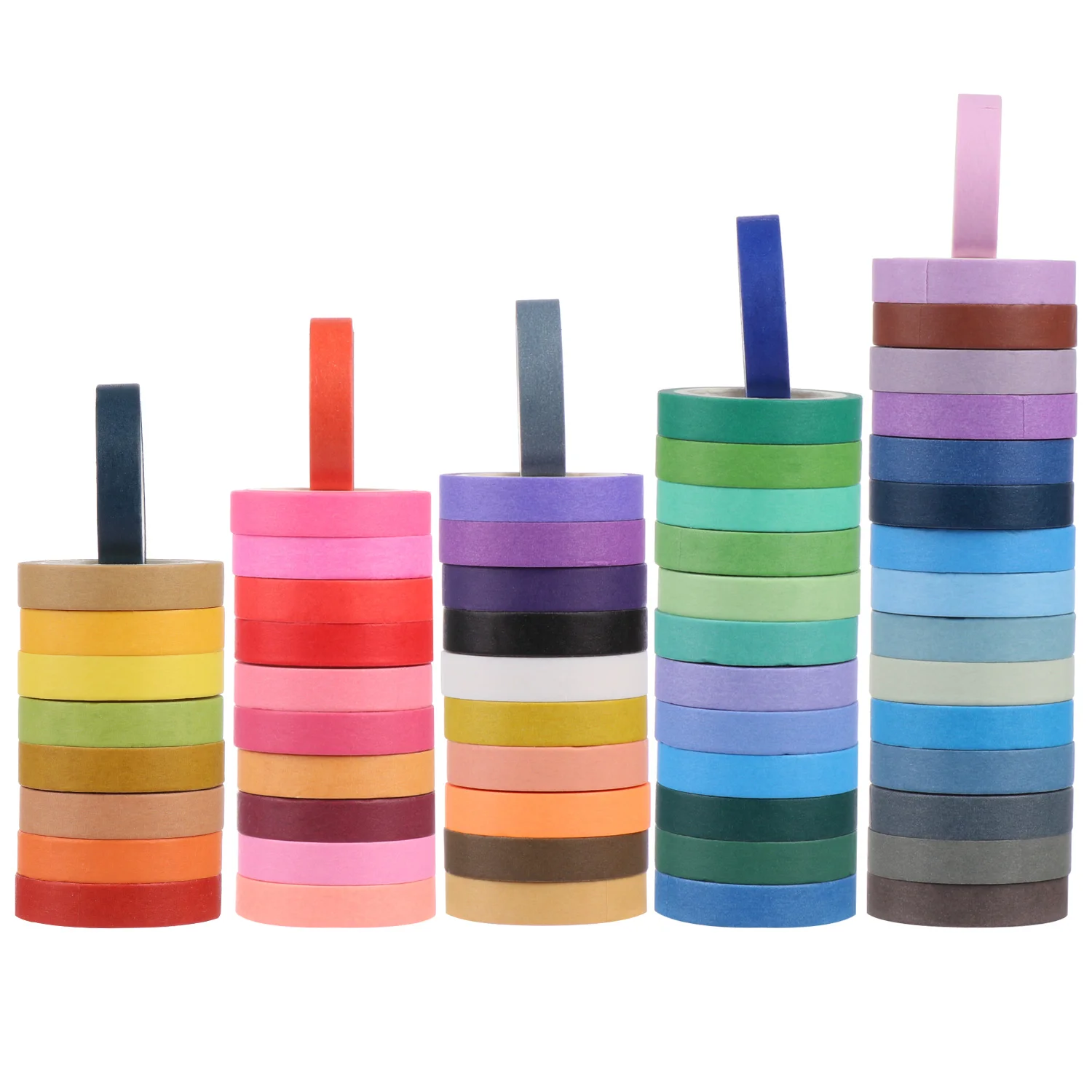 

60 Rolls/Set Basic Solid Color Washi Tape Rainbow Masking Decorative Adhesive Tape Sticker Scrapbook Diary Stationery