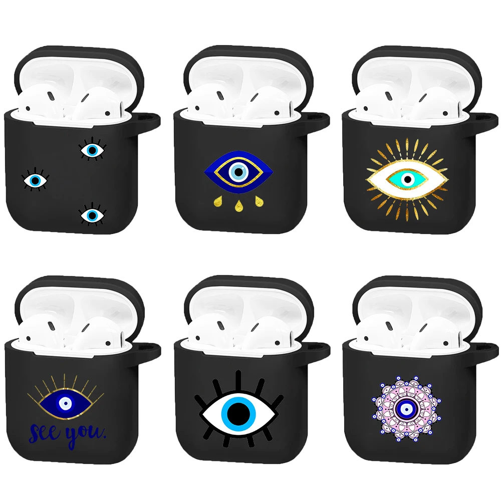 

Lucky Eye Blue Evil Eye Cute Funda Print Soft Case for Apple AirPods 2 1 Silicone Wireless Bluetooth Earphone Box AirPod Cover