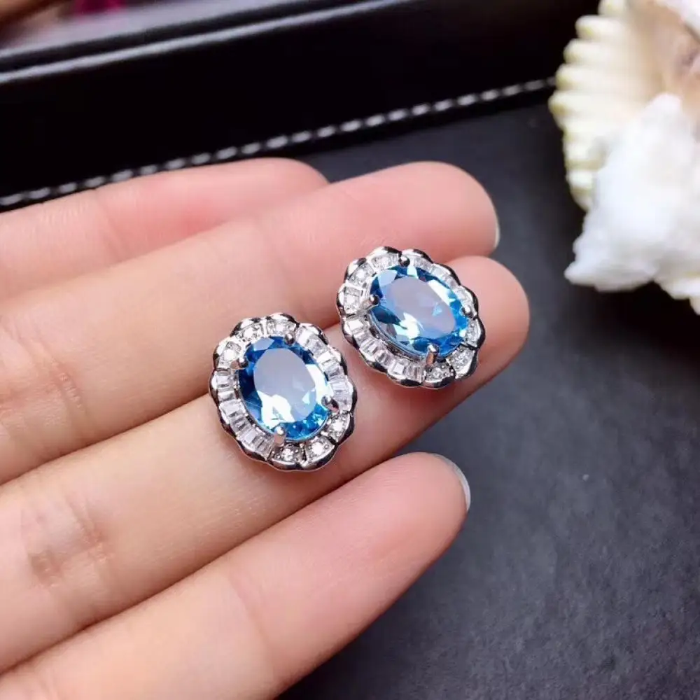 Ювелирный набор HOYON New Natural Topaz - Кольцо, серьги, подвеска, ожерелье. Натуральный топаз. Реальное серебро S925.