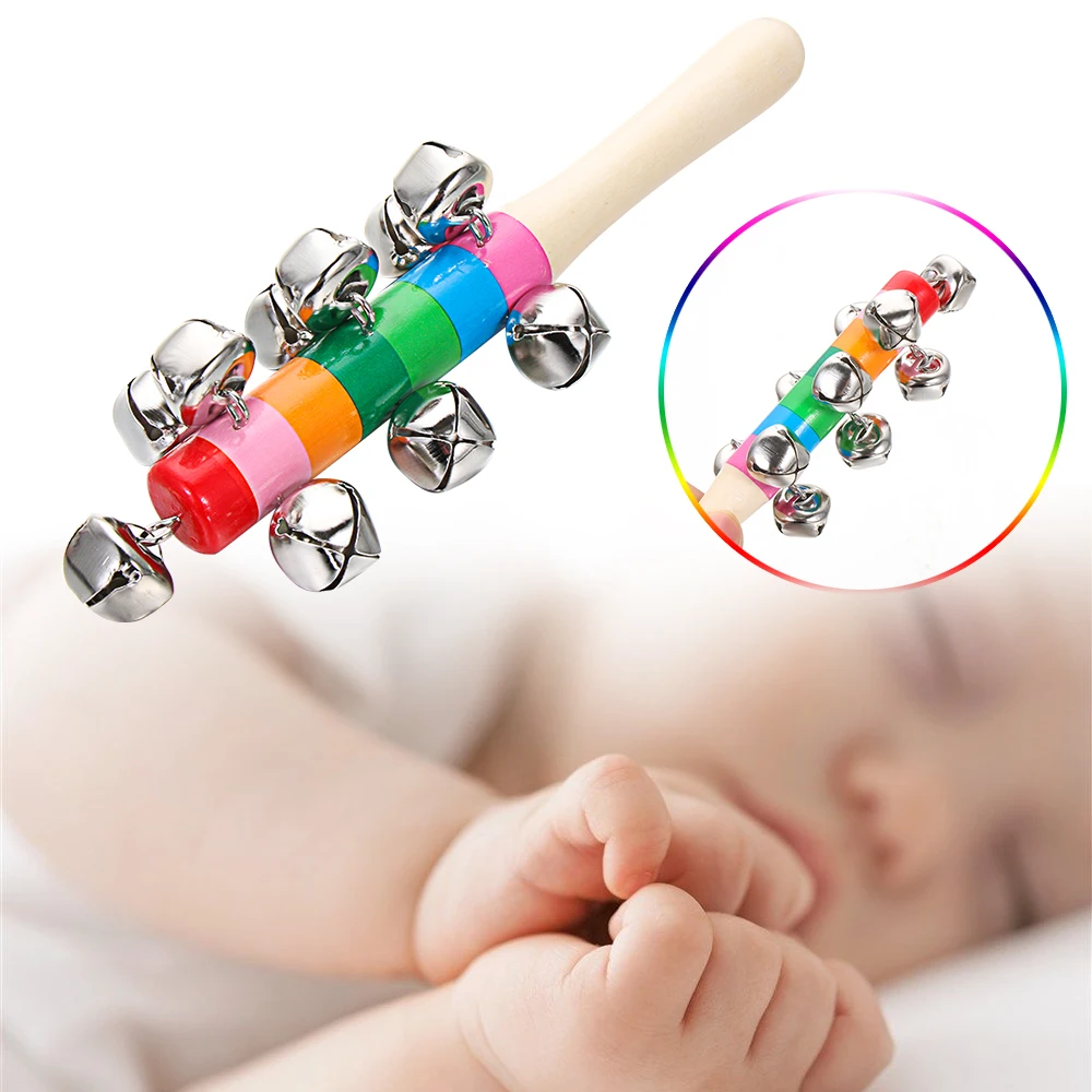 Детская Радужная погремушка Jingle деревянные игрушки Orff инструменты колокольчик