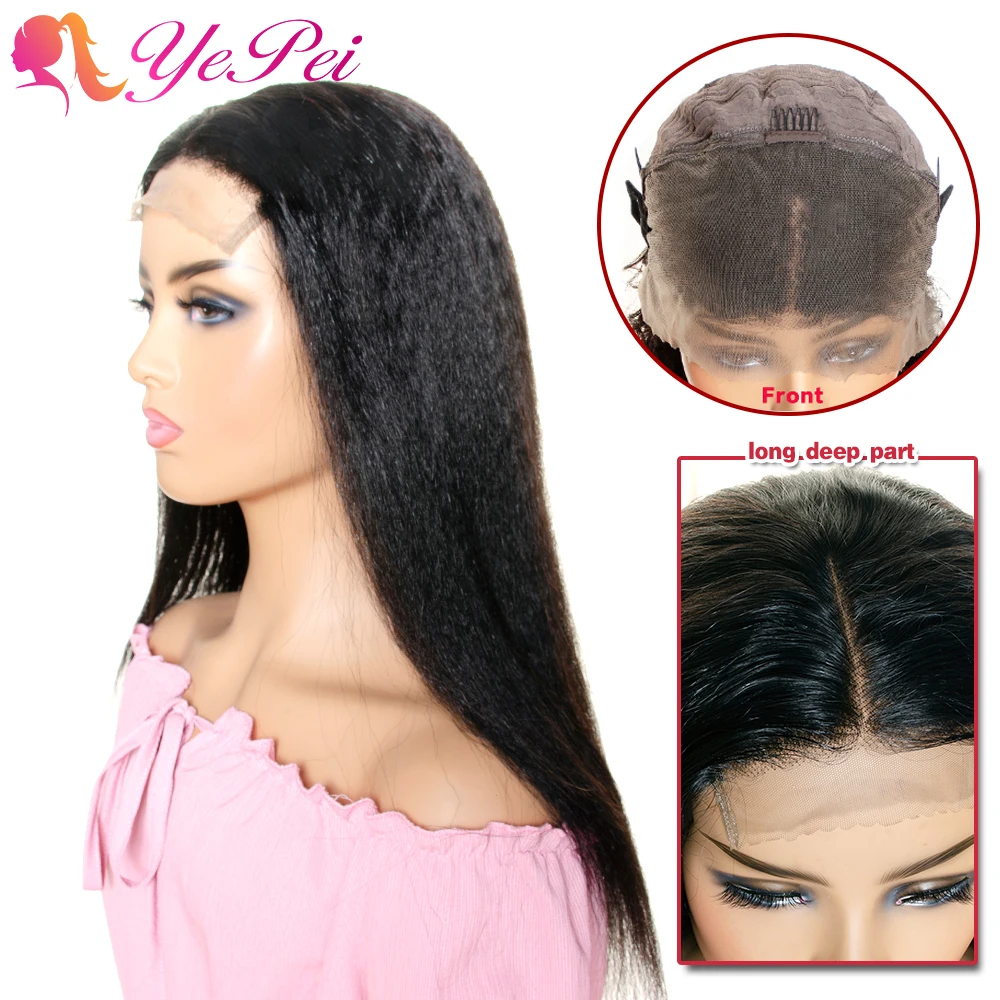 

13x4 and 4x4 Lace Wig Brazilian Kinky Straight Lace Front Human Hair Wigs Pre-Plucked 150% Density Remy Yepei Hair