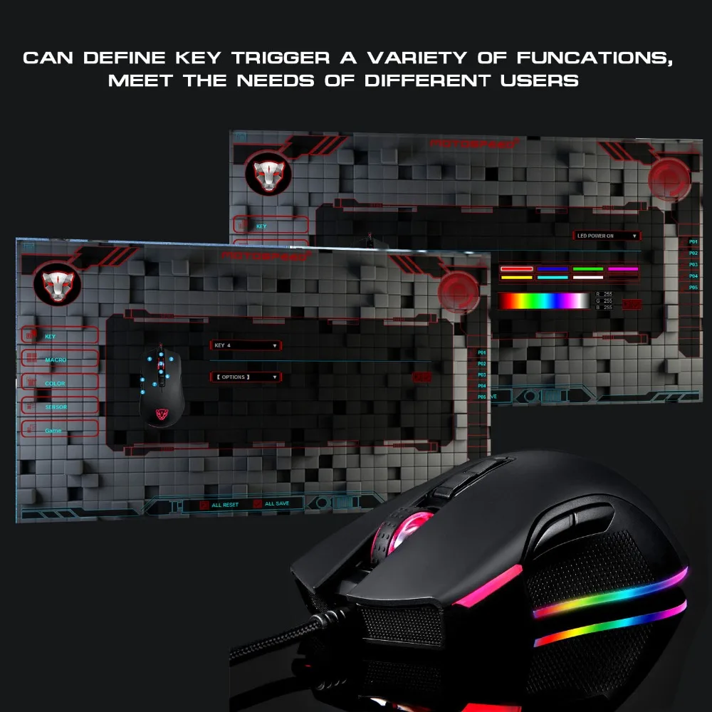 Motospeed V70 USB Проводная игровая мышь PMW3325 5000 dpi PMW3360 12000 dpi компьютер RGB светодиодный многоцветная подсветка отправка с коробкой