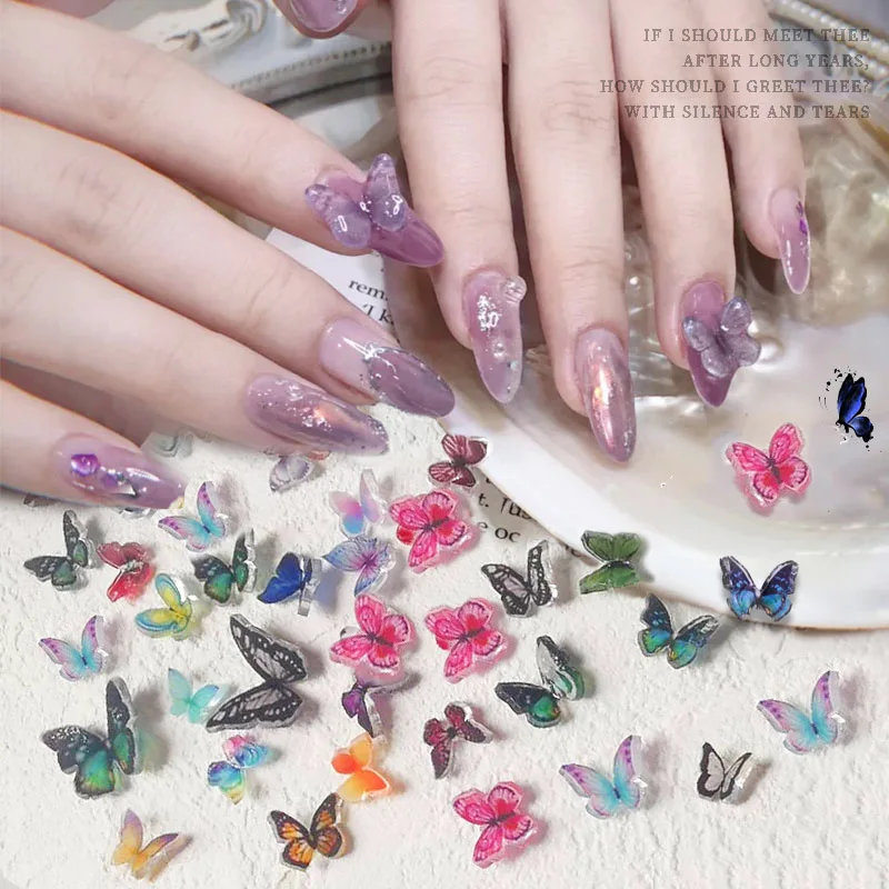 

10PCs Mixed Random 3D Butterfly Nail Art Decorations Charm Nails Nail Supplie DIY Japanese Manicure Accessories NEW sticker