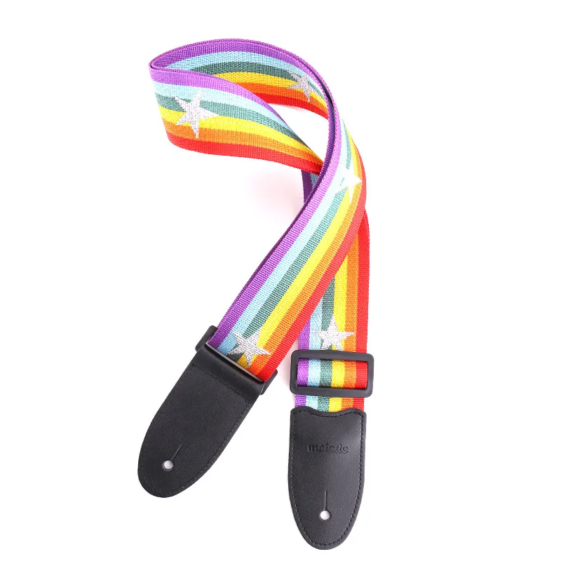 

New Colorful Striped Five-point Cool Bass Shoulder Strap Electric Wood Universal Guitar Strap