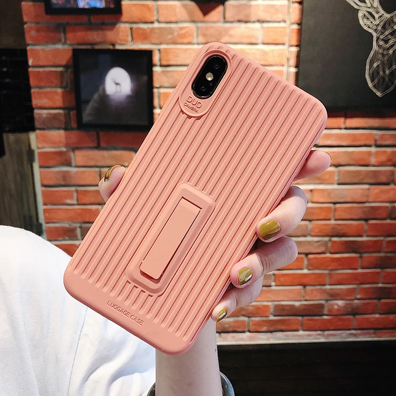 For iphone XS max XR X stripe Soft Phone Case 8plus 7 6 plus Candy Color stander cover Shell |