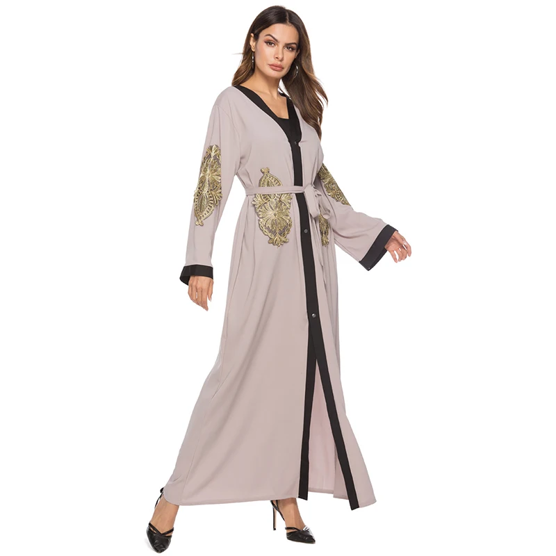 Мусульманский Арабский Дубай Турция Элегантный вышитый кардиган исламское