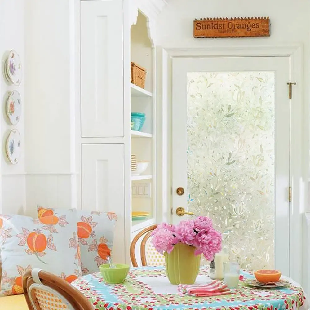 Витражная оконная пленка статическая самоклеящаяся наклейка на стекло Радужный