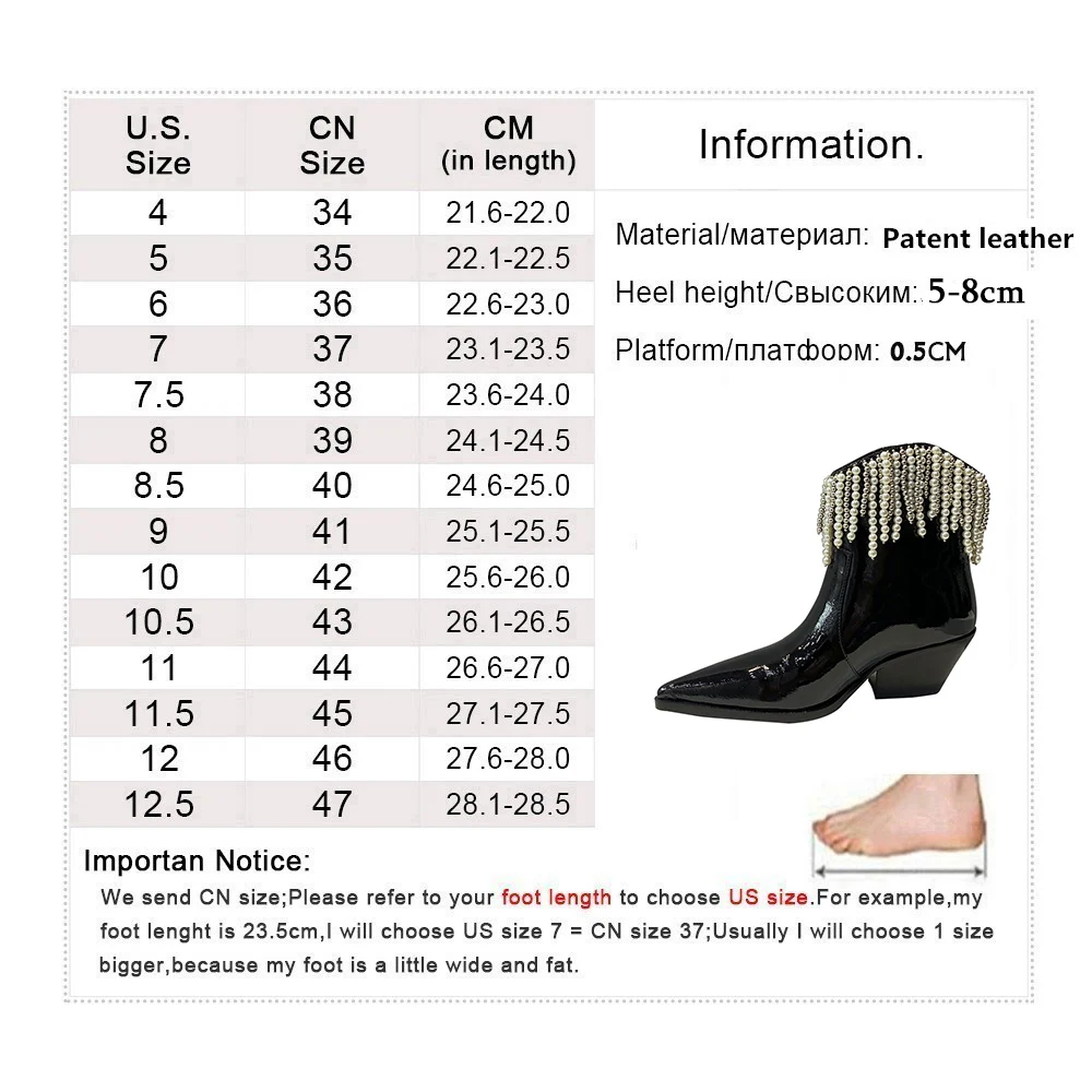 

2020 Winter Boots For Women Pointed Tot High Heels Ankle Boots Pearl Fringe Shoes Women Wedges Sexy Motorcycle Boot Femmes Botte