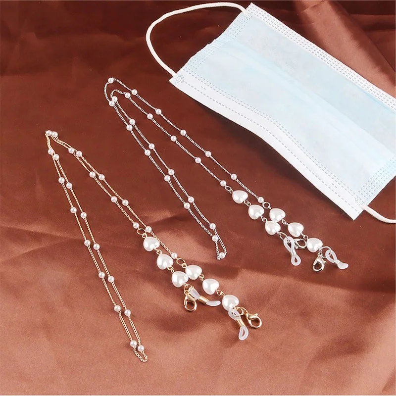 

Imitation Pearl Beaded Sunglasses Face Mask Lanyard Student Anti-lost Reading Glasses Chain 2021 Fashion Accessories for Women