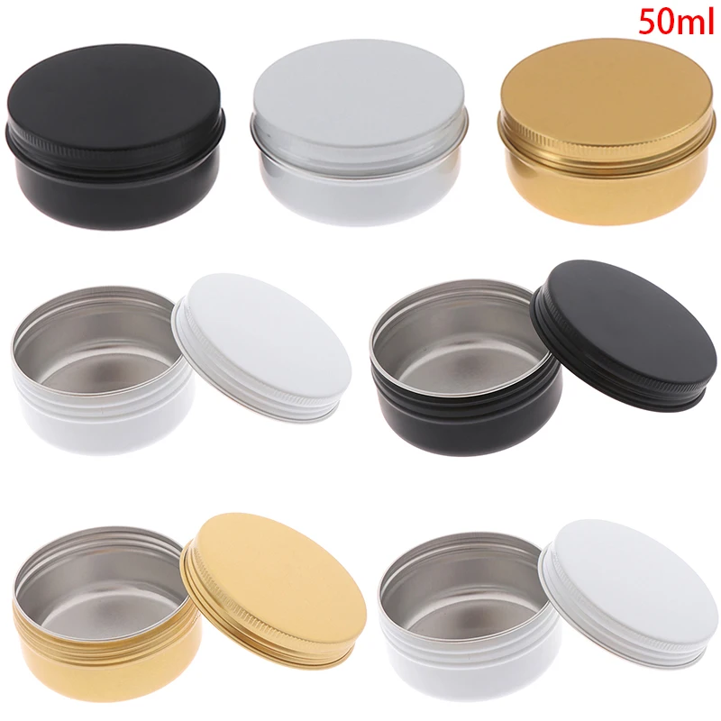 

50ml Mini Aluminum Tin Jar Metal Containers Lip Balm Container Empty Candle Jars Cream Pot Box Round Silver Gift Box