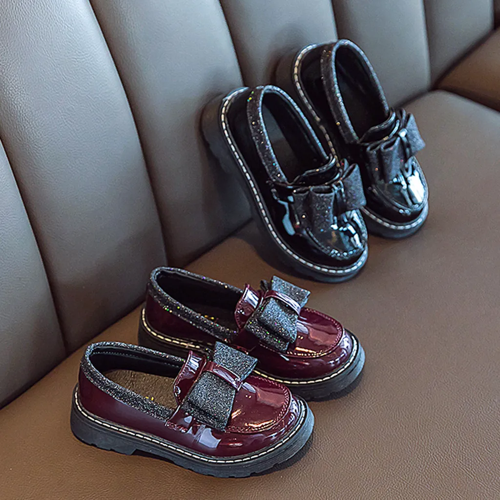 

Girls' British Leather Shoes Toddler Kids Baby Bowknot Student Sandals Girls Leather Shoes Campus Style Shoes Princess Shoes