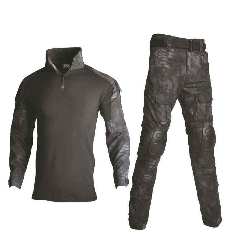 Military Ghillie Suit Camouflage Hunting Clothing With Detachable Knee Pads Tactical Army Training Uniform Shirt + Pants | Спорт и