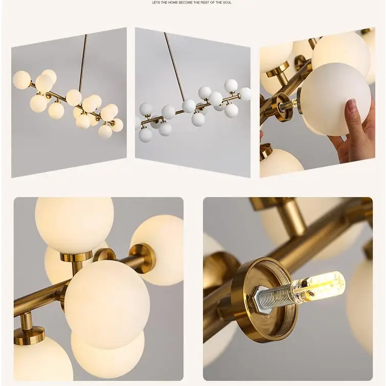 

Art Fashion Magic Bean Led Chandelier Lamp Molecular Structure Glass Lamp Shade Lighting for Living Room Restaurant Chandeliers