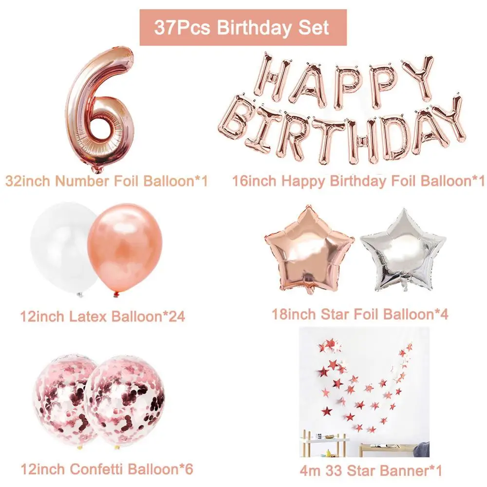 37 шт./компл. 6 лет воздушные шары в форме цифр для дня рождения украшения вечерние