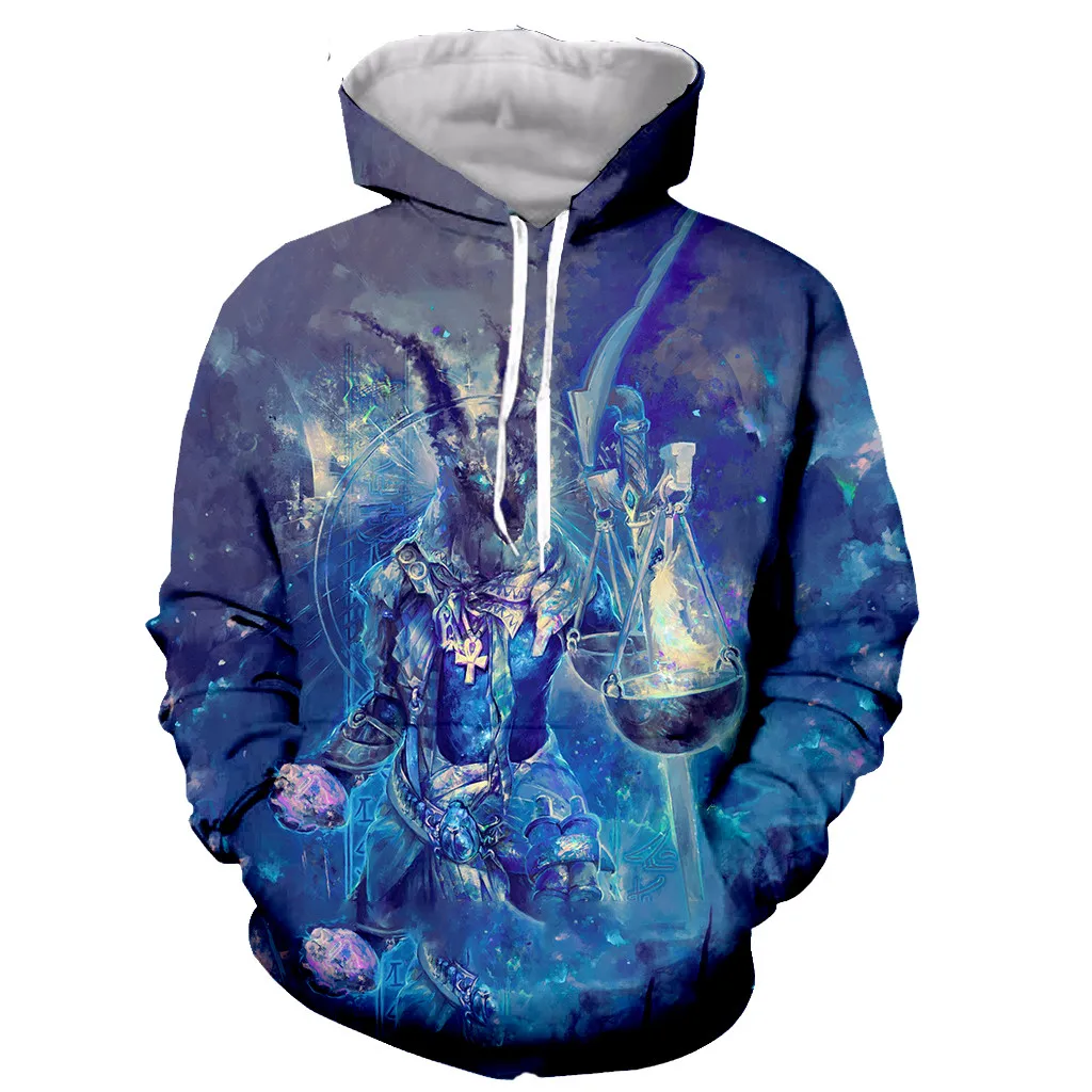 Забавные новые модные толстовки с длинным рукавом и 3D принтом Anubis на