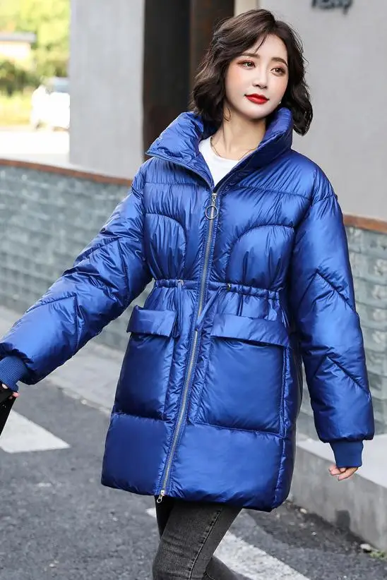 Cotday синяя Толстая Для женщин регулируемый шнурок для талии вниз куртка 2020