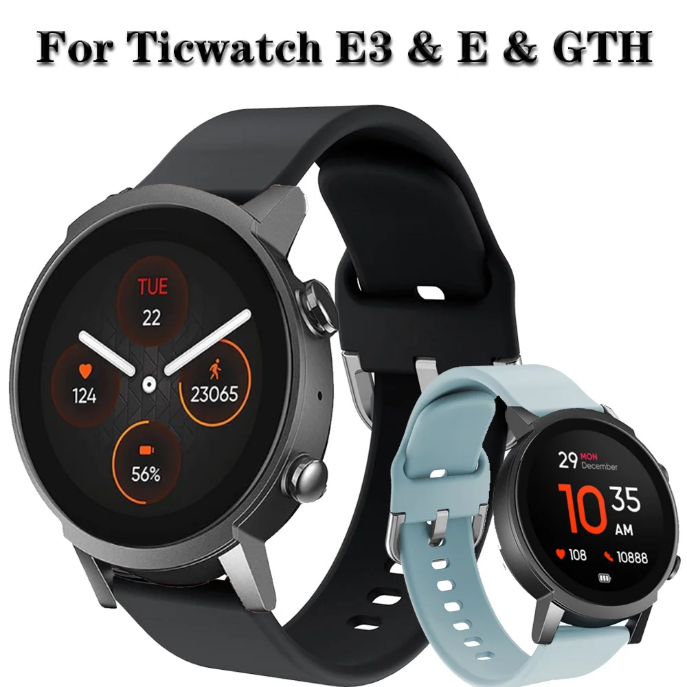 

20mm Watch Band For Ticwatch E3 & E Strap Quick release Watchbands Wristband Replacement Silicone Bracelet For Ticwatch GTH