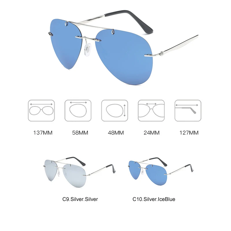 Солнцезащитные очки авиаторы HBK PM0077 без оправы поляризационные ультралегкие