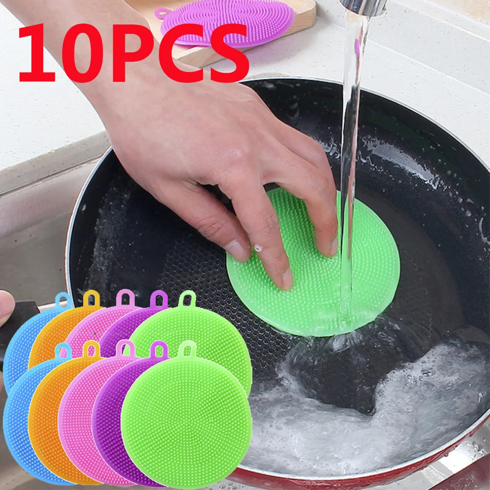 

10/5 PCs Multifunctional Silicone Dishwashing Brush Kitchen To Pollutinous Oil Wipe Brush Bowl Cleaning Brush Kitchen Items