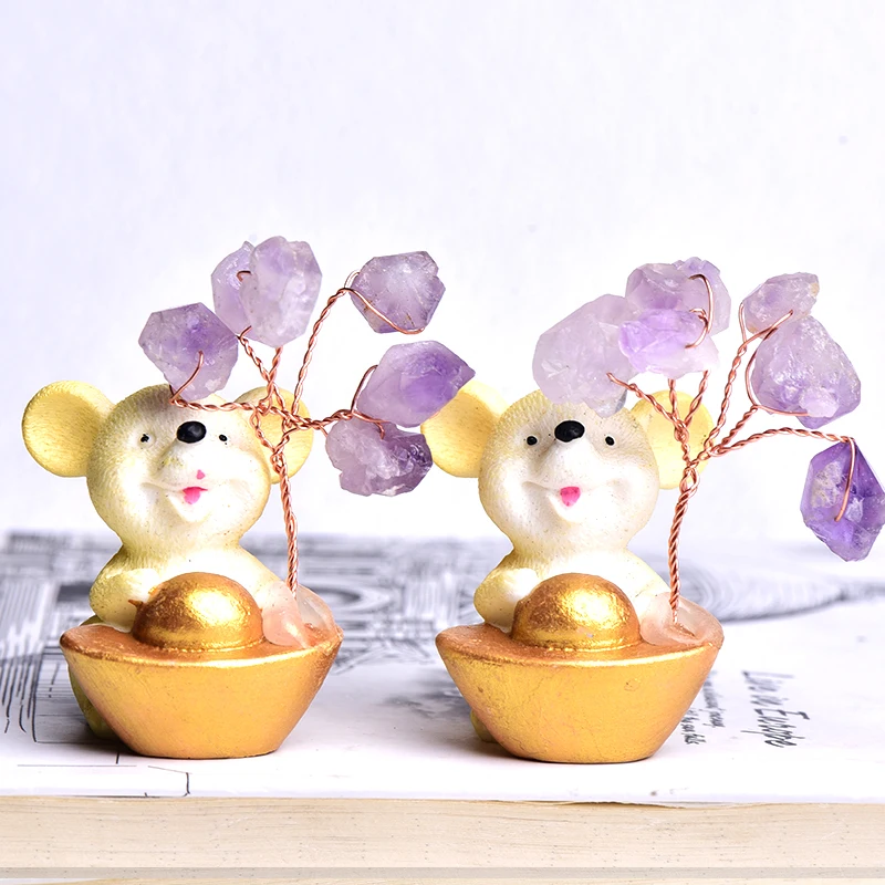 

1PC Natural Amethyst Cluster Gemstone Gravel Little Mouse Figurine Raw Crystals Healing Stone Collection Home Decor Crafts Gifts
