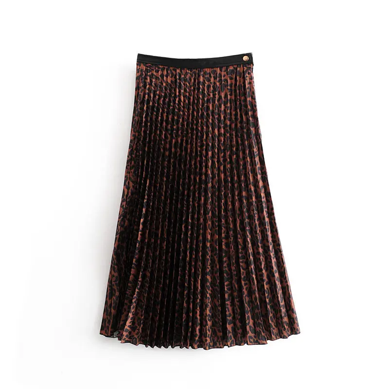 Осенняя Женская плиссированная юбка из искусственной кожи винтажная