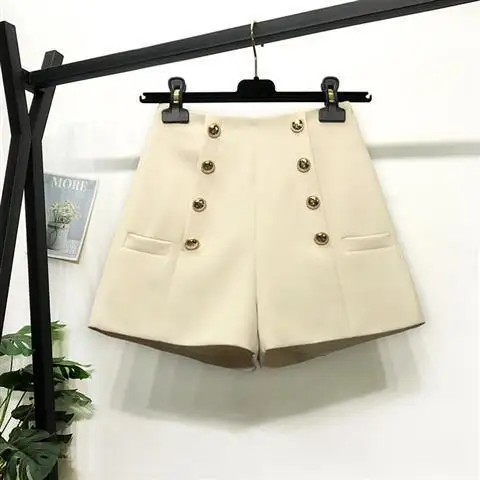 

Women 2021 Summer New Fashion Double-Breasted Shorts Female High Waist Casual Suit Shorts Ladies Casual Slim Short Pants R36