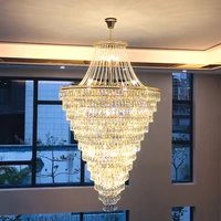 multi layers large crystal chandeliers modern villa lamp ac110v 220v luxury crystal staircase light fixtures