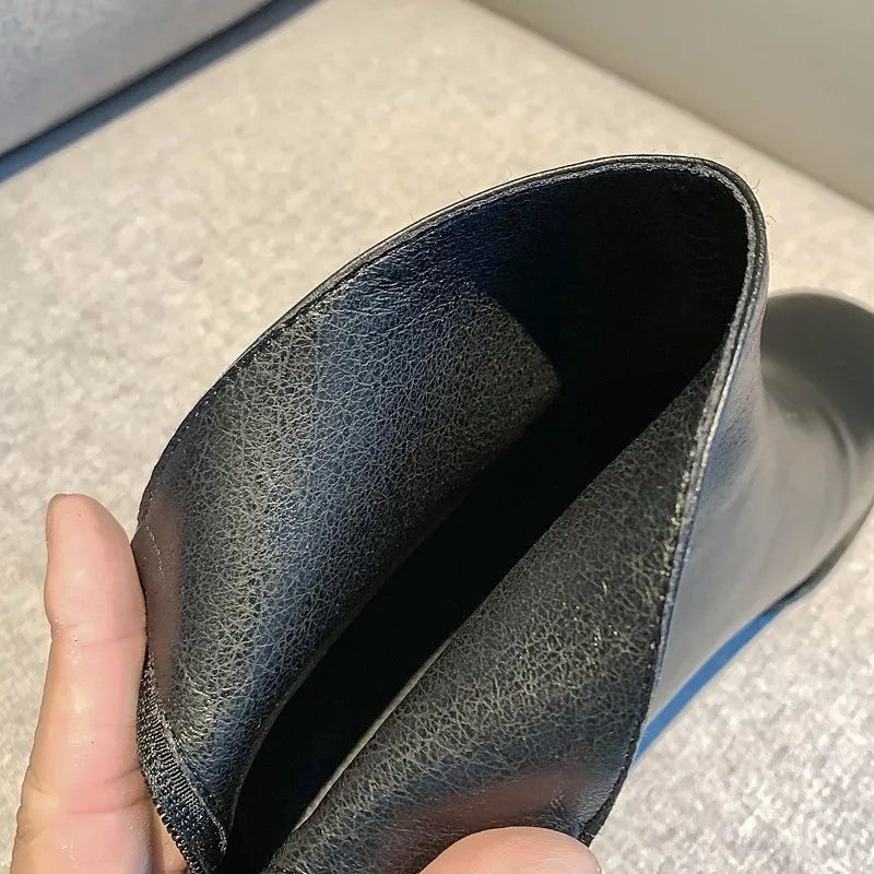 

ESRFIYFE 2020 New Genuine Leather Women Zipper Martin Boots Comfortable Thick Heel Ankle Boots Fashion Winter Shoes Women Boots