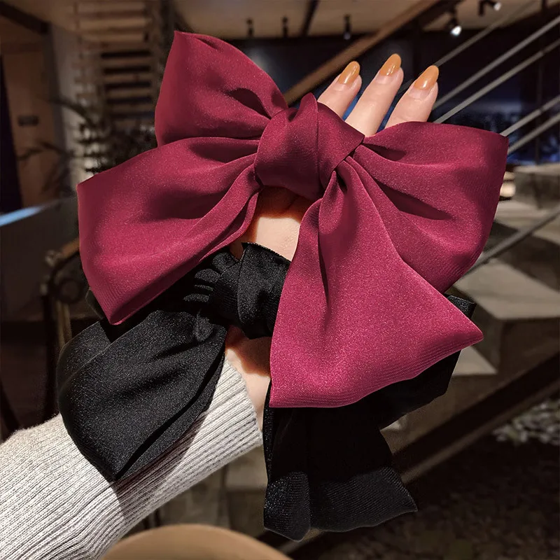 Solid Color Hairpin Large Velvet Satin Bow Barrettes Fashion High Quality Three-layer Woman Girls Hair Accessories Free Shipping |