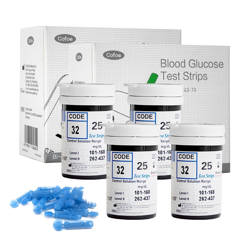 Полоски для глюкозы Cofoe Yiling тест полоски сахара в крови со свободными ланцетами