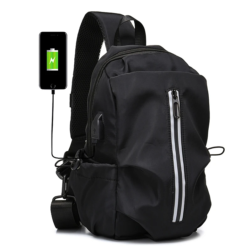 2020 Мужская нагрудная сумка черная через плечо нейлоновая Водонепроницаемая