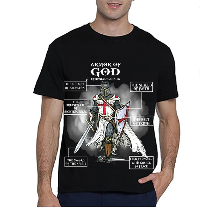 Новые модные летние топы футболки с изображением Иисуса Доспехи Бога текста