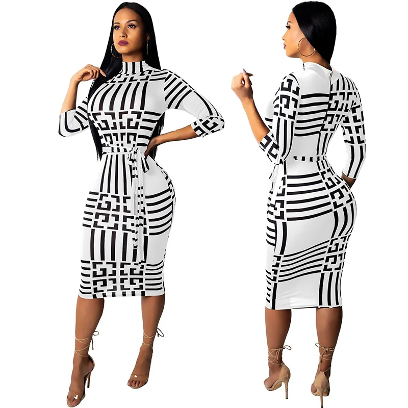 

Европейское и американское популярное модное приталенное пикантное женское цельнокроеное платье 2021 Новое длинное платье с полосатым прин...