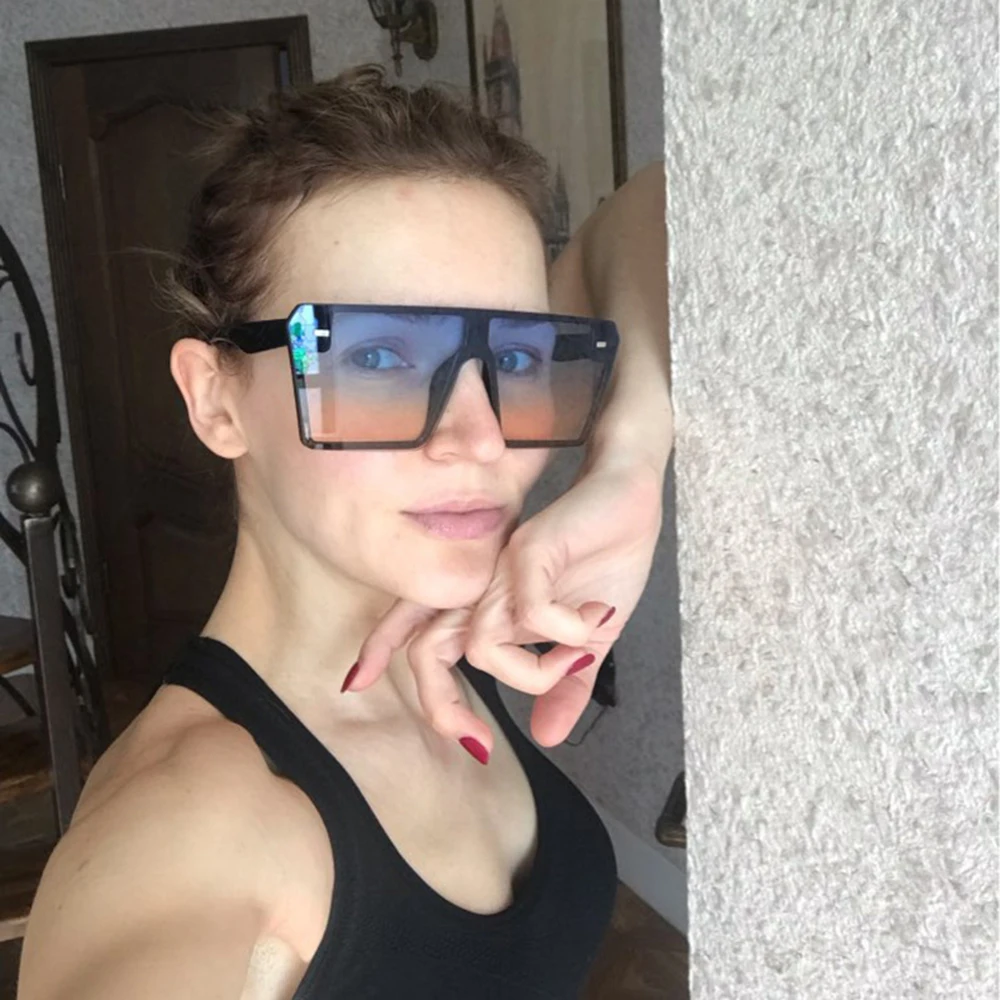 Большие Квадратные Солнцезащитные очки для женщин 2019 Роскошные брендовые модные