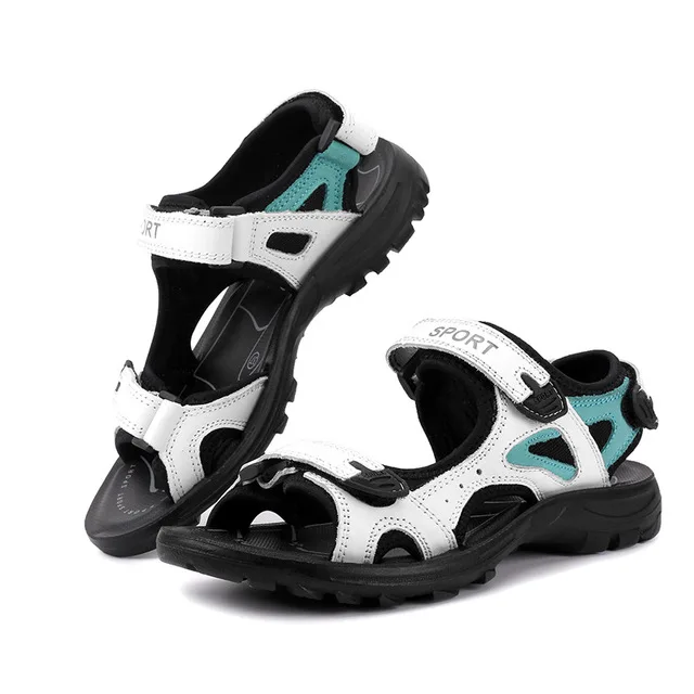 Сандалии женские из натуральной кожи шлепанцы плоская подошва удобные