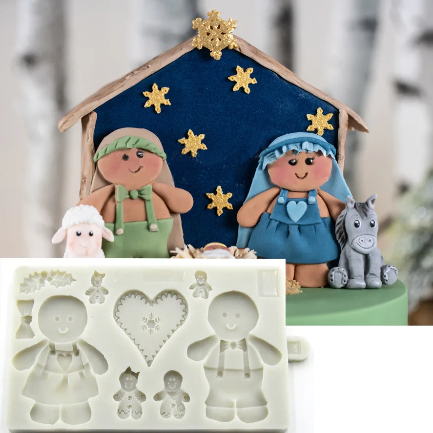 Новый Рождественский Снеговик рождественский цветок сердце силиконовая форма