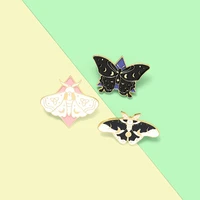 witchcraft magic butterfly moth enamel pins night stars brooches lapel badge wholesale pin punk gothic jewelry gift for friend