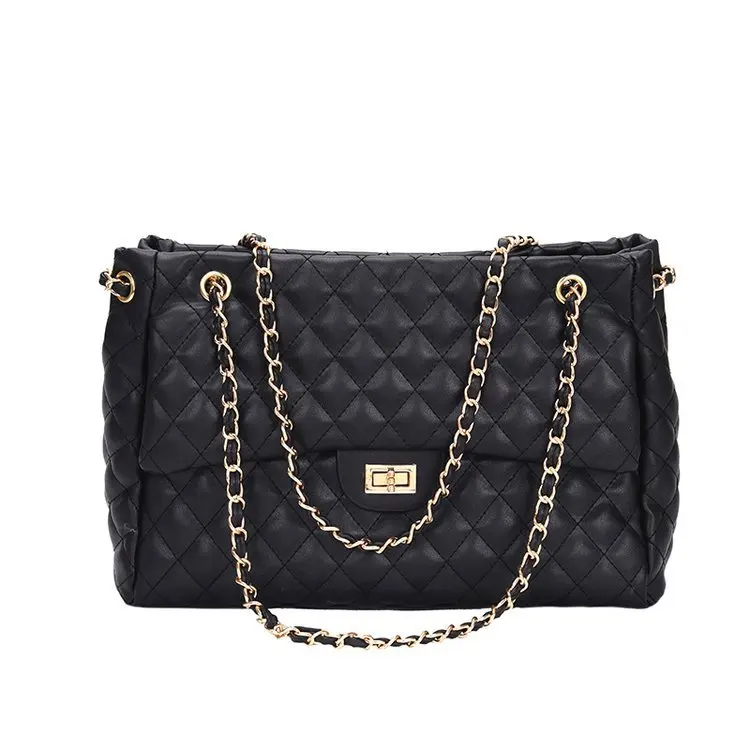 

Большая Ручная Сумка из искусственной кожи на цепочке, мессенджер на плечо, вместительная дамская сумочка-тоут