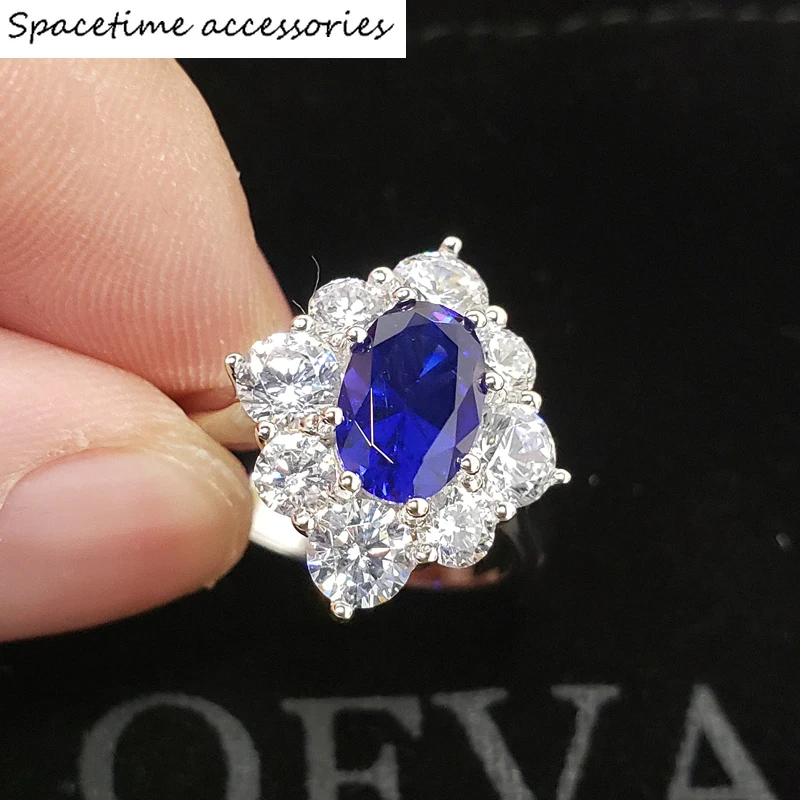 

Sterling Silver Sapphire Bridal Rings For Women Sparkling High Carbon Diamond Wedding Party Fine Jewelry Gifts