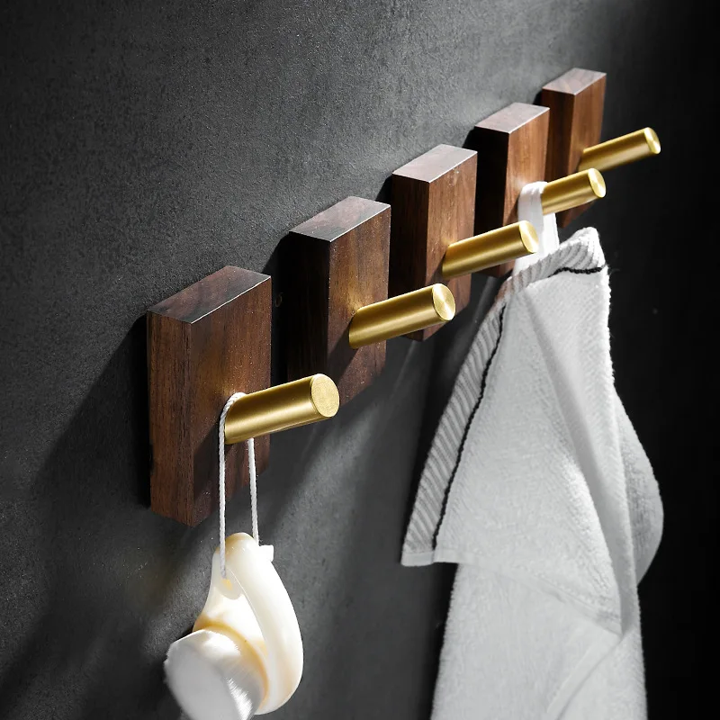 

Tuqiu крючок для халата в ванную комнату, настенные крючки, деревянный крючок для кухонного полотенца, латунный матовый золотой брелок, держат...