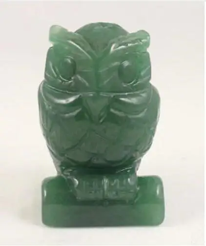 304 2 5 дюймов зеленый нефрит резная статуя Совы ручной резной сова с драгоценным